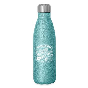 Haselnüsse Banner Illustration - Glitzer Isolierflasche 500 ml - Blau Glitzer - Rechts