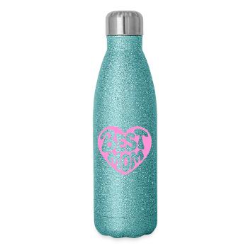 Best Mom Heart Design - Glitter Thermal Bottle 500 ml - blue glitter - Right