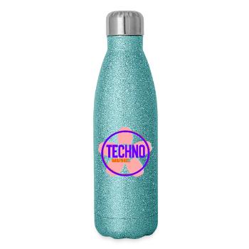 Techno Circle Neon-Logo - Glitzer Isolierflasche 500 ml - Blau Glitzer - Rechts
