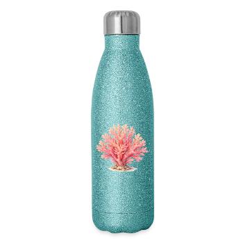Rosa Koralle Illustration - Glitzer Isolierflasche 500 ml - Blau Glitzer - Rechts