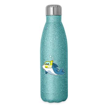 Delfin Taucher Schnorchel Tauchen - Glitzer Isolierflasche 500 ml - Blau Glitzer - Rechts