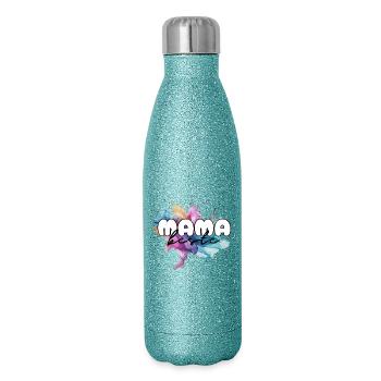 Beste Mama, Muttertag, Mutter, Mami, Supermama - Glitzer Isolierflasche 500 ml - Blau Glitzer - Rechts