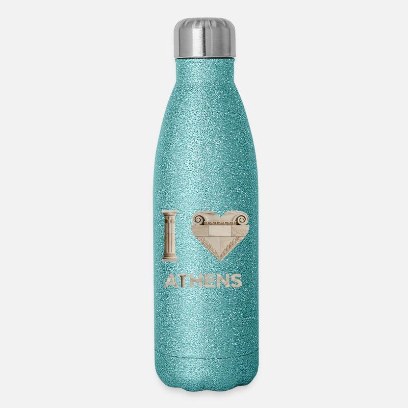 ATHENS – Marble Architectural Lettering - Glitter Thermal Bottle 500 ml - blue glitter