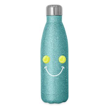Visage Heureux du Tennis - Gourde isotherme pailletée 500 ml - paillettes bleues - Droite
