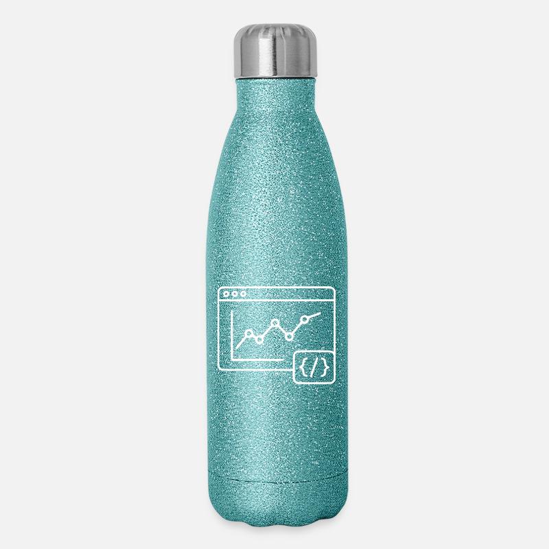 Web Analyse Chart Coding Browser Vektor - Glitzer Isolierflasche 500 ml - Blau Glitzer