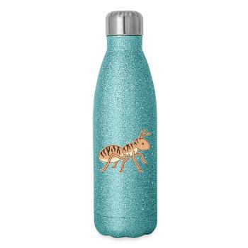 Fourmi tigrée stylisée rayures Tigrée - Gourde isotherme pailletée 500 ml - paillettes bleues - Droite