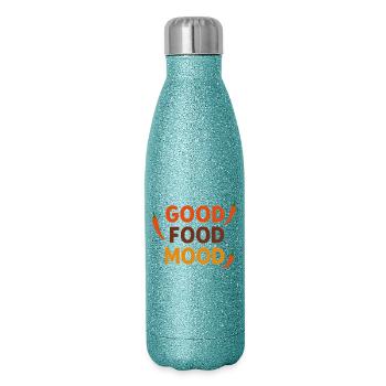 Bonne ambiance, Citation drôle de piment piment - Gourde isotherme pailletée 500 ml - paillettes bleues - Droite