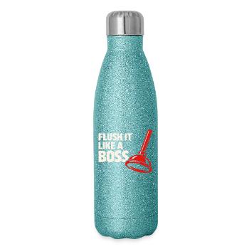 Spül es wie ein Chef | Klempner Humor - Glitzer Isolierflasche 500 ml - Blau Glitzer - Rechts