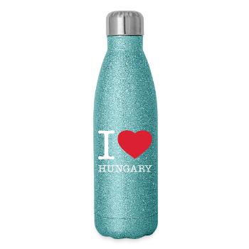 I LOVE HUNGARY Ungarn - Glitzer Isolierflasche 500 ml - Blau Glitzer - Rechts