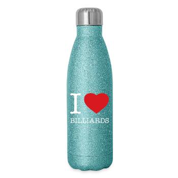 I LOVE BILLIARDS - Glitzer Isolierflasche 500 ml - Blau Glitzer - Rechts