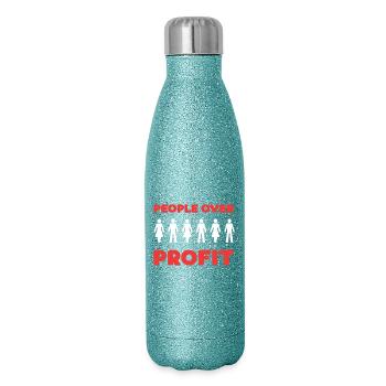 Menschen vor Profit - Glitzer Isolierflasche 500 ml - Blau Glitzer - Rechts