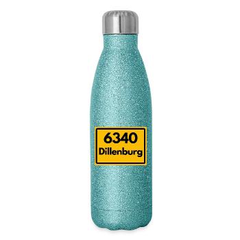 OLD POSTCODE POSTCODE RETRO 6340 DILLENBURG HEIMAT - Glitter Thermal Bottle 500 ml - blue glitter - Right