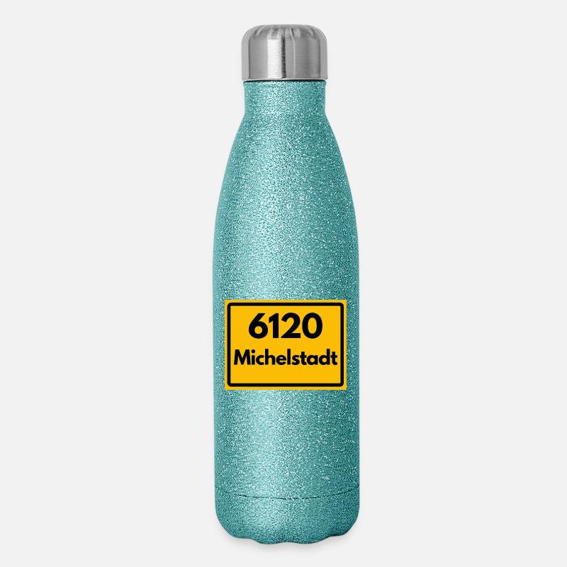 ANCIEN CODE POSTAL RETRO 6120 MICHELSTADT HEIMA - Gourde isotherme pailletée 500 ml - paillettes bleues