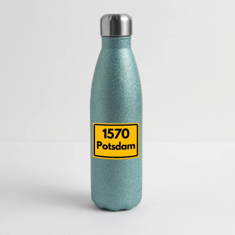 OLD POSTCODE POSTCODE RETRO 1570 POTSDAM HEIMAT Glitter Thermal Bottle 500 ml
