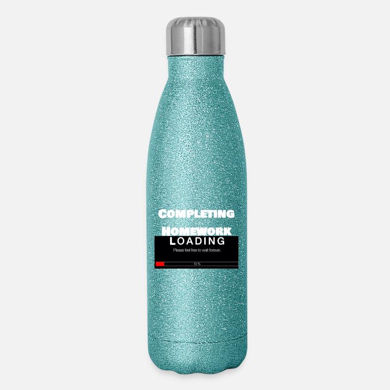 Scrolling Loading Bar University Funny Print - Glitter Thermal Bottle 500 ml - blue glitter