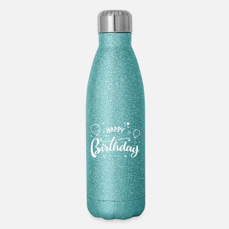 Ballons d’anniversaire Script - Gourde isotherme pailletée 500 ml - paillettes bleues