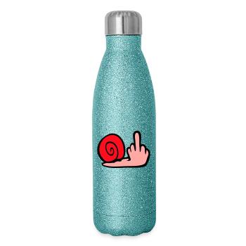 Snail Middle Finger Insult Wanker Fuck You - Glitter Thermal Bottle 500 ml - blue glitter - Right
