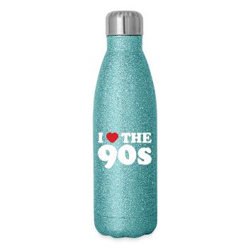 I love the 90s - Glitter Thermal Bottle 500 ml - blue glitter - Right