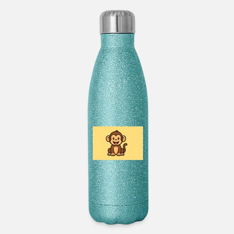 affe - Glitzer Isolierflasche 500 ml - Blau Glitzer