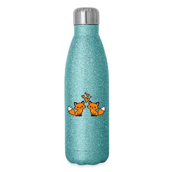 Amour du couple renard - Gourde isotherme pailletée 500 ml - paillettes bleues - Droite