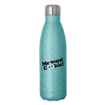 Ich will Plätzchen! - Glitzer Isolierflasche 500 ml - Blau Glitzer - Rechts