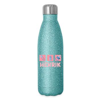 Geschenk für Henrik - Glitzer Isolierflasche 500 ml - Blau Glitzer - Rechts