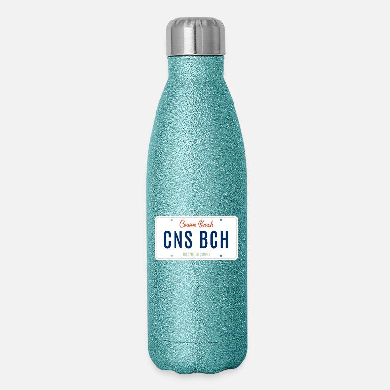 Cousins Beach – License Plate - Glitzer Isolierflasche 500 ml - Blau Glitzer