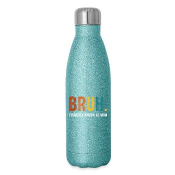 Bruh Formerly Known As Mom Retro Humor - Glitter Thermal Bottle 500 ml - blue glitter - Right