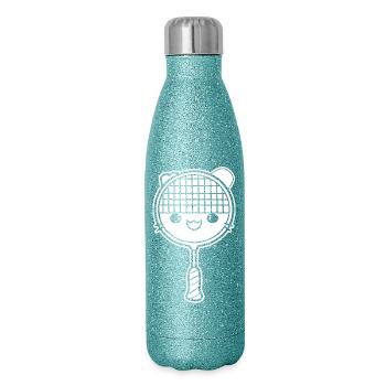 Badminton racket comic style - Glitter Thermal Bottle 500 ml - blue glitter - Right