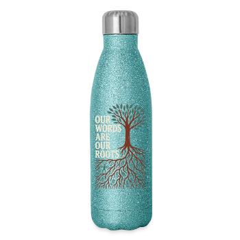 Indigene Sprache Revitalisierung Muttersprachler - Glitzer Isolierflasche 500 ml - Blau Glitzer - Rechts