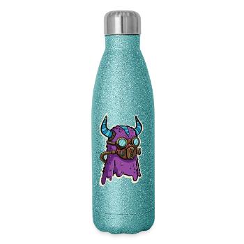 Purple Steampunk Glasses Monster - Glitter Thermal Bottle 500 ml - blue glitter - Right