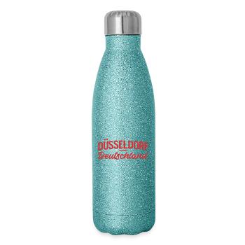 Düsseldorf Deutschland Retro Schriftlogo - Glitzer Isolierflasche 500 ml - Blau Glitzer - Rechts