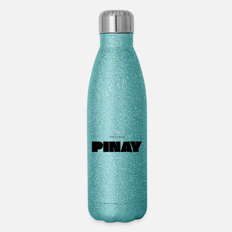 Mixed but Double – Pinay Diversity Statement - Glitzer Isolierflasche 500 ml - Blau Glitzer