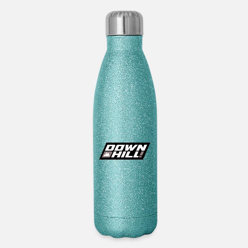 Downhill Mountain Trail Logo - Glitter Thermal Bottle 500 ml - blue glitter