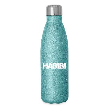 Habibi Schriftzug - Glitzer Isolierflasche 500 ml - Blau Glitzer - Rechts
