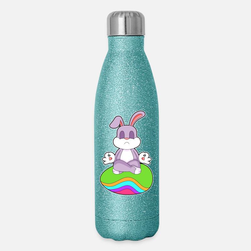 Bunny Easter Easter Egg Meditation - Glitter Thermal Bottle 500 ml - blue glitter