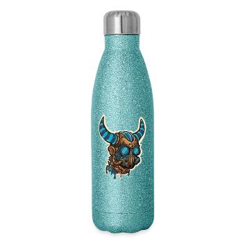Bläulich-gehörnte Steampunk-Maske - Glitzer Isolierflasche 500 ml - Blau Glitzer - Rechts