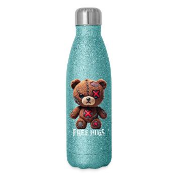 Kostenlose Umarmungen Teddybär - Glitzer Isolierflasche 500 ml - Blau Glitzer - Rechts