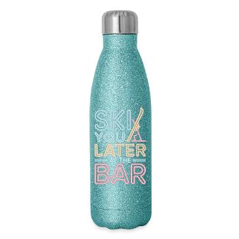 Ski You Later At The Bar Skifahren Apres Ski Bar - Glitzer Isolierflasche 500 ml - Blau Glitzer - Rechts