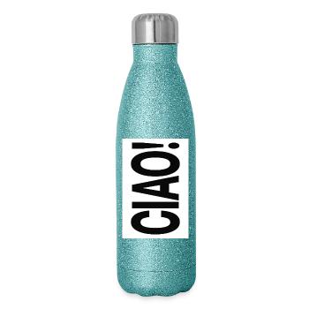 Ciao Typografie Vertikal Minimal Design - Glitzer Isolierflasche 500 ml - Blau Glitzer - Rechts