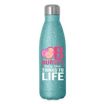 Krankenschwester Schwangerschaft Krankenhaus - Glitzer Isolierflasche 500 ml - Blau Glitzer - Rechts