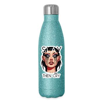 Slay Then Cry Illustration - Glitter Thermal Bottle 500 ml - blue glitter - Right