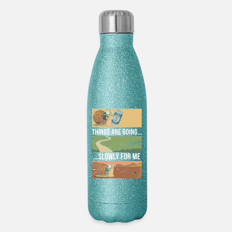 Escargot avec boisson : Les choses avancent lentement - Gourde isotherme pailletée 500 ml - paillettes bleues