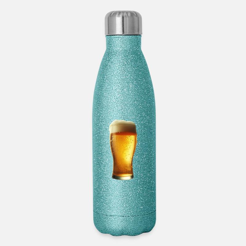 Ein eiskaltes Bier - Glitzer Isolierflasche 500 ml - Blau Glitzer