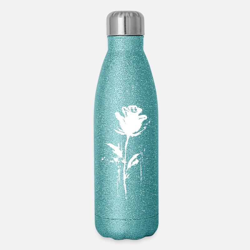 Rose splatter Urban Style - Glitter Thermal Bottle 500 ml - blue glitter