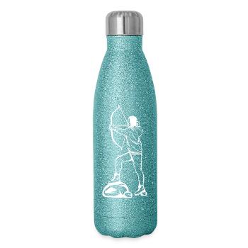 Archery Girl Drawing - Glitter Thermal Bottle 500 ml - blue glitter - Right