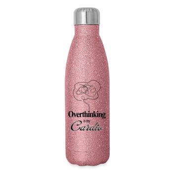 Overthinking is my Cardio Mental Health Humor Tee - Glitter Thermal Bottle 500 ml - pink glitter - Right