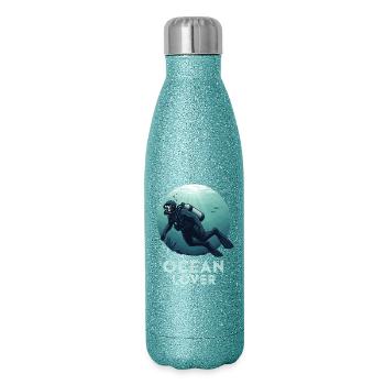 Diver Ocean Lover Underwater for Diving Friends - Glitter Thermal Bottle 500 ml - blue glitter - Right