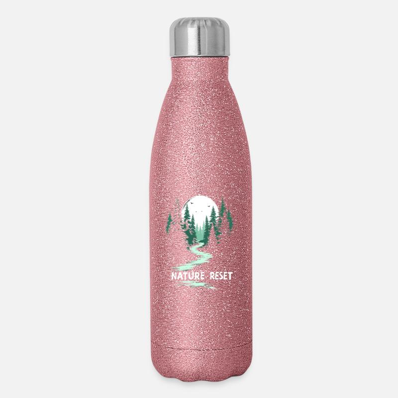 Wander Slowly Slow Hiking Forest - Glitter Thermal Bottle 500 ml - pink glitter