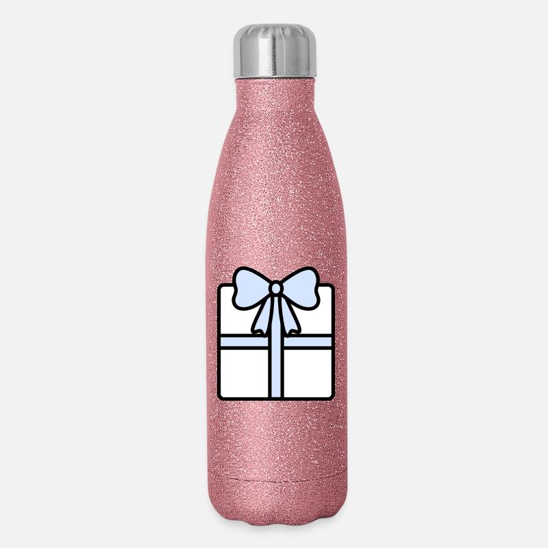 Elegant Gift Box with Ribbon - Glitter Thermal Bottle 500 ml - pink glitter